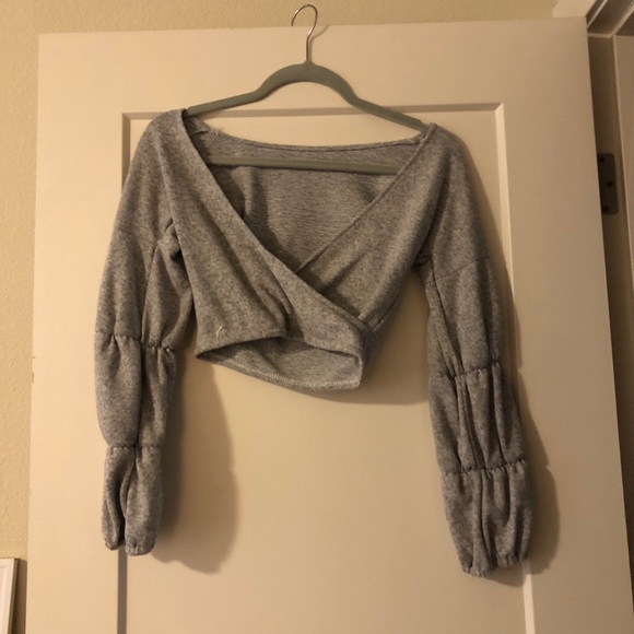 Grey Sweater Crop Top - Picture 1 of 2